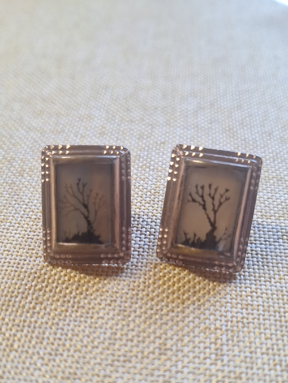 Vintage-Inspired Brown Tree Cufflinks - Unbranded